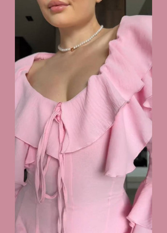 Рожева повсякденний, святковий жіноча сукня-комбінезон з воланами Avanti однотонна