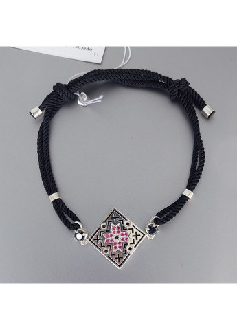 Браслет вышиванка из серебра с черной нитью No Brand (355921870)