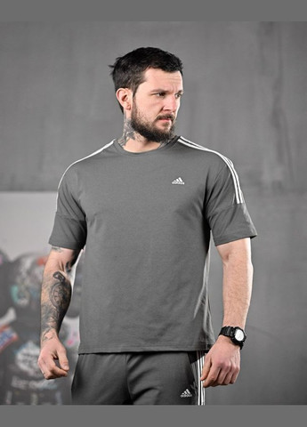 Стильний чоловічий костюм Adidas штани+футболка сірий Freedom (328256316)