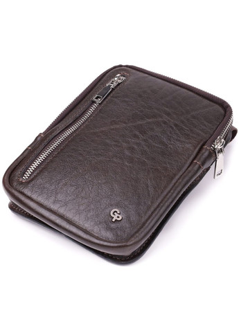 Чоловіча прямокутна сумка бананка з натуральної шкіри розмір 15,5 х20,5х3,5 см 22880 Коричневий Grande Pelle (362418218)