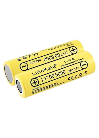 Аккумулятор Lii-50E 21700 / высокотоковый / 15А (25A) / 5000 mah / плоский контакт / Original LiitoKala (306852000)