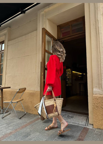 Красное нежное летнее платье с декольте креп жатка No Brand