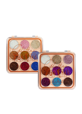 Глітерні тіні для повік на 9 кольорів Glitter Too Fyes D8015 No 02 Блакитний Фіолетовий Жовтогарячий DoDo Girl (335858163)