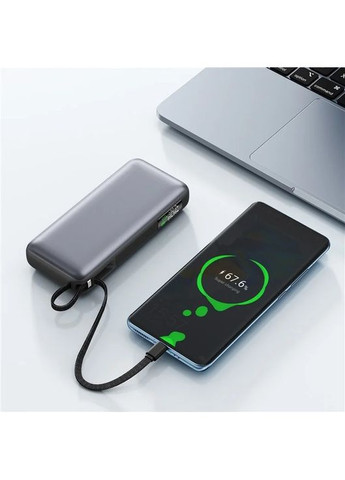 УМБ 20000mAh 130W PD,QC3.0 USB-A+USB-C In/Out,build-in cable M22 Gray Acefast (360605221)