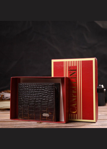 Портмоне для документов мужское Кожаное с тиснением под крокодила 21784 Темно коричневое Canpellini (306881676)