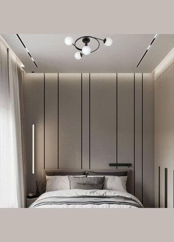 Чорна стельова люстра з кулями (61-LX04-4 BK+WH) No Brand (370069528)