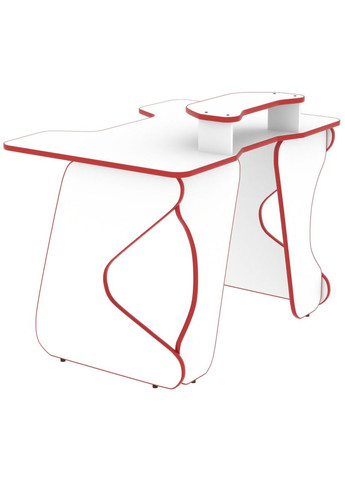 Компьютерный стол Геймерский стол с мини надстройкой Liga (110 см) ЛДСП белый с красным No Brand (353497819)