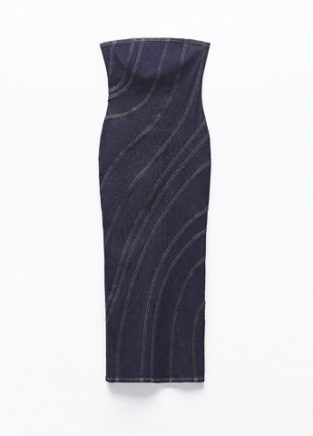 Темно-синее джинсовое платье Zara однотонное
