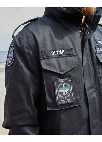 Чорна демісезонна куртка m-65, чорна з українськими нашивками 2xs Olymp 22-PM-M65-H-KH