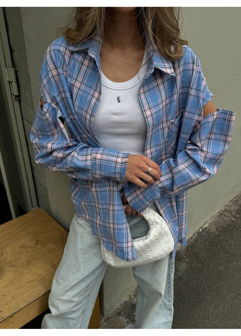 Жіноча фланелева сорочка з рваними рукавами Osoblyva (357712909)