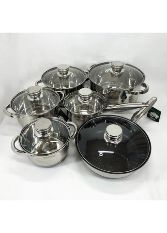 Набор посуды RB-601 (12 предметов) из нержавеющей стали, кастрюли из нержавейки для плиты Rainberg (365813034)