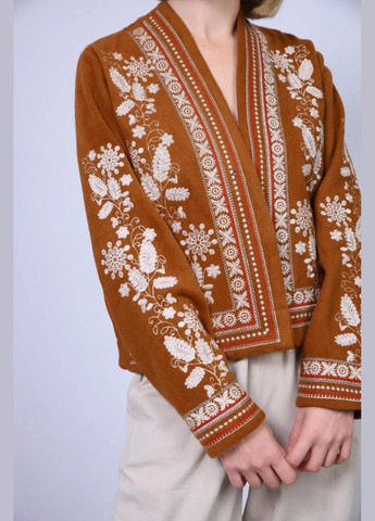 Жіноча вишиванка-жакет Смерека коричнева ESQ 5098 (303899119)