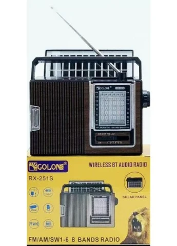 Радиоприемник RX-251S Solar Bluetooth радио с солнечной панелью MP3 USB TF Коричневый Golon (380436816)
