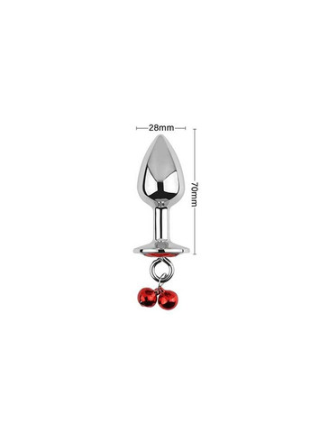 Червона металева анальна пробка з дзвіночками - 2,8*7 см - Анальні іграшки No Brand (288538253)