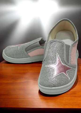 Серебряные текстильные слипоны ортопедические тапочки для девочки Waldi