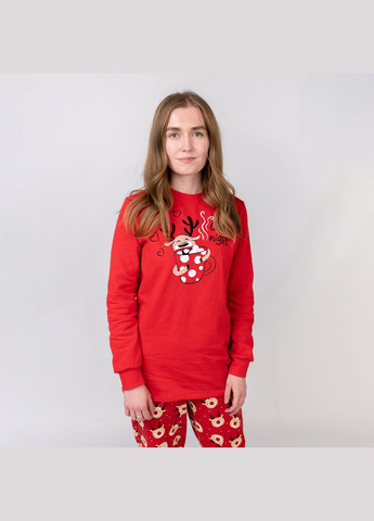 Красная всесезон пижама женская новогодняя с начесом dexter`s с принтом оленя cozy dexter's