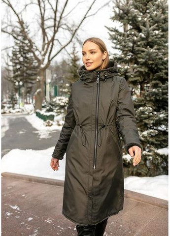 Пальто с капюшоном из экомеха 1062-1M-C Хаки Винтаж/ Хаки Винтаж SAM S Samange (367724738)