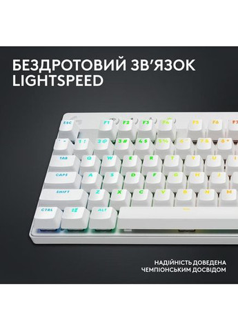 Клавіатура G PRO X TKL Lightspeed безпровідна механічна ігрова, GX Blue, RGB, 135 годин роботи, Logitech (360713933)