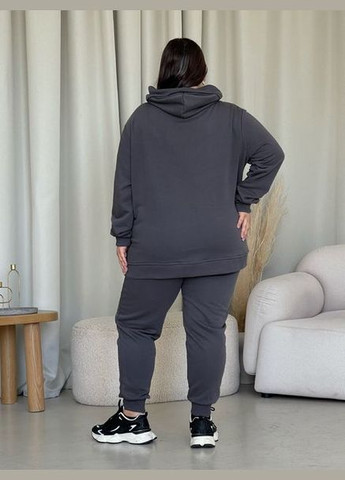 Женские спортивные штаны джогеры больших размеров двухнитка серые You Best (332621168)