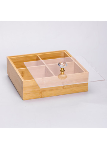 Менажниця бамбукова квадратна з кришкою 22*22*8 см Yiwu (361077449)