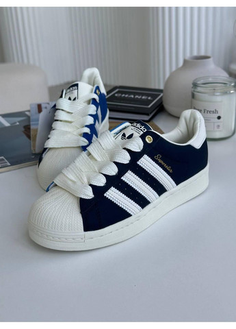 КРОСІВКИ ЖІНОЧІ ADIDAS SUPERSTAR NAVY BLUE АДІДАС СУПЕРСТАР No Brand білі демісезони (367170614)