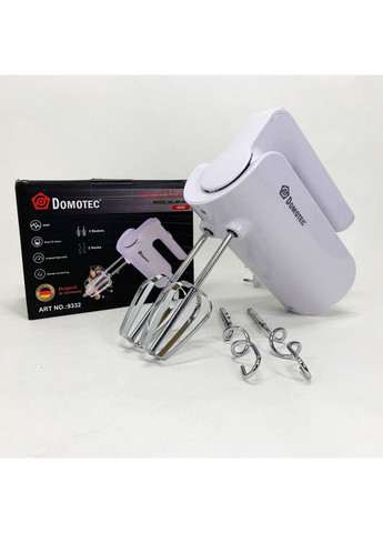 Ручной миксер R.6653W кухонный миксер с насадками 5 скоростей 800 Вт белый Domotec (364666040)