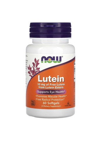 Лютеин 10 мг Lutein для здоровья глаз 60 капсул Now Foods (283618060)