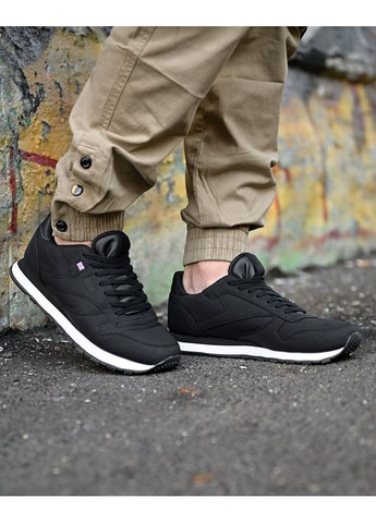 Чорні Осінні стильні чоловічі кросівки пресшкіра весна/осінь чорні No Brand