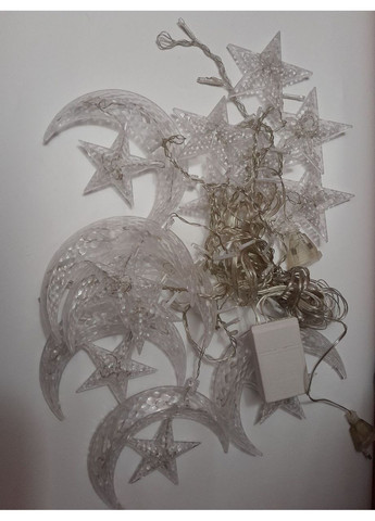 Світлодіодна гірлянда-штора Зірки з місяцем 250х80 см теплий білий No Brand (370368881)