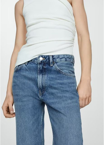 Джинси сині рівні прямі середня посадка Mango - (370339537)