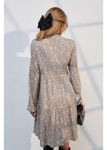 Сіро-бежева вишукана сукня для вагітних та годуючих з квітковим принтом бежева Юла мама з квітковим принтом