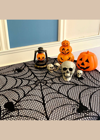 Скатертина на Хелловін кругла з павуками 100 см чорний Jannet (302398757)