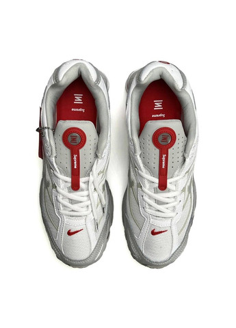 Сірі Осінні кросівки чоловічі nike x No Brand Supreme Shox Ride 2 SP Grey White Red