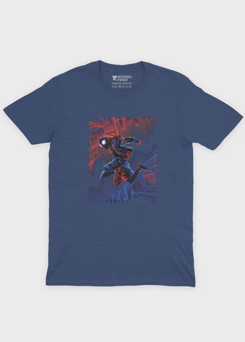 Темно-синя демісезонна футболка для дівчинки з принтом супергероя - людина-павук (ts001-1-nav-006-014-061-g) Modno