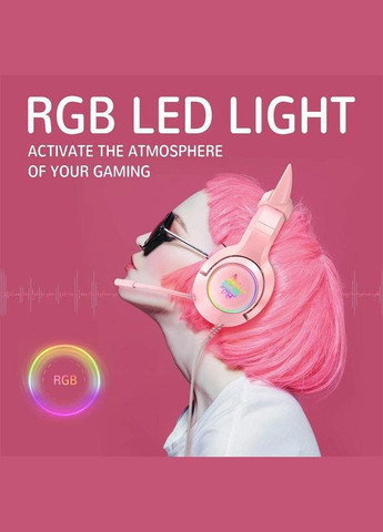 Навушники — з вушками кота Gaming Cat Ear K9 7.1 рожеві з підсвіткою Onikuma (300978108)