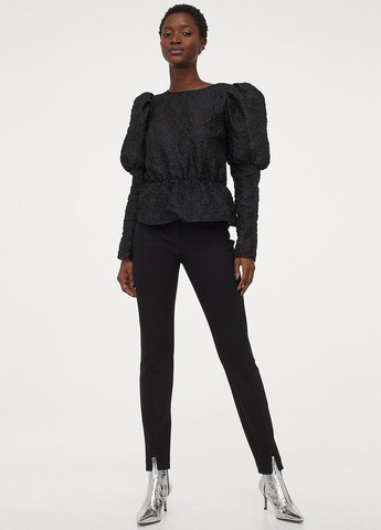 Чорна блуза із жакардової тканини H&M