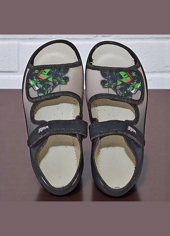 Серые ортопедические открытые тапочки текстильные на липучках для мальчика валди Waldi