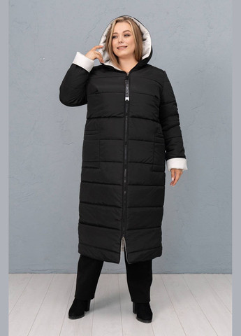 Чорне демісезонне Двостороннє стьобане пальто ПОЛІ чорне (з білим) Tatiana