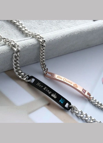 Парні браслети His Queen Her King для двох закоханих із сталі No Brand (340275761)