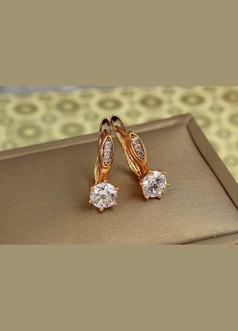 Сережки соло із білим каменем 1,7 см золотисті Xuping Jewelry (338620950)