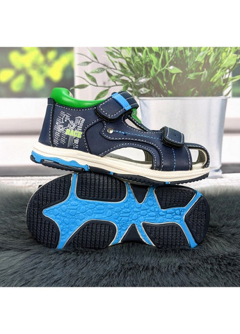 Темно-синие повседневные босоножки детские сандалии для мальчика С.Луч на липучке