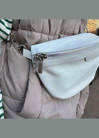 Шкіряна жіноча сумка нагрудна бананка з натуральної шкіри Білий No Brand (298998094)