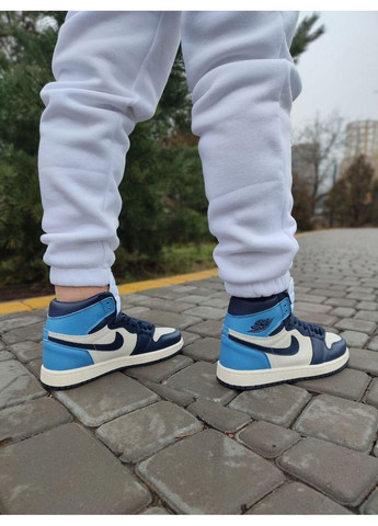 Белые демисезонные кроссовки мужские nike air jordan 1 retro high patent blue toe v2 найк аир джордан No Brand