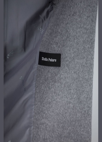 Світло-сіре демісезонне Жіноче класичне вовняне пальто з поясом, без утеплювача Stella Polare (світлосірий, ), 47735 No Brand