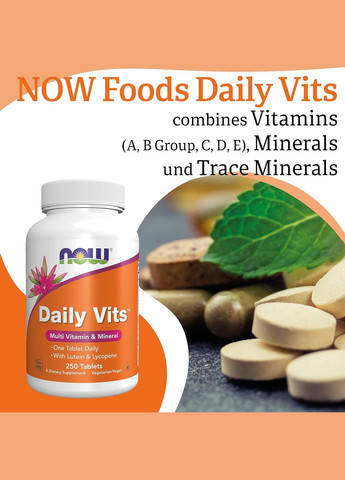 Мультивитаминный комплекс Daily Vits 250 таблеток Now Foods (325701250)