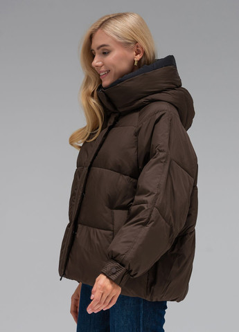 Темно-коричнева зимня куртка з капюшоном модель Viva 070