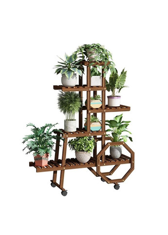 Підставка для квітів з дерева Муліно на коліщатках мокко (ЦВТ-008810) No Brand (328224690)