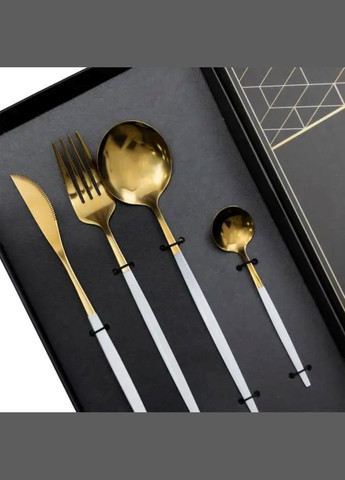 Набір столових приборів 24 предмети столовий набір на 6 персон Золотистий з білим HP-20-47 Yiwu (326066251)