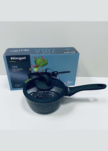 Ковш алюминиевый со стеклянной крышкой 16 см 1,2 л Zira RG-41006-16 Ringel (317203649)