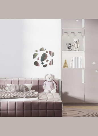 Зеркальный декор акриловый самоклеющийся Камешки серебро, 12шт (D) SW-00002496 Sticker Wall (332051363)